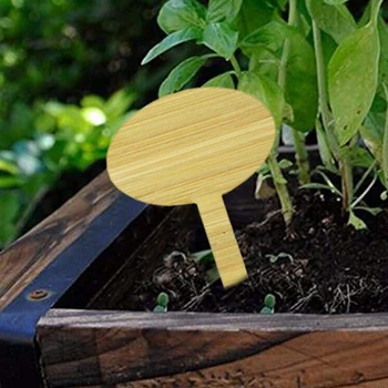 

HOT-50 Pack Bamboo Plant Label, Oval Plant Label Seed Potted Herb Flower Mark Flower Vegetable (6 X 10 Cm)