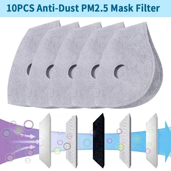 

Fast Ship 10Pcs 5 layers Removable Mask Liner Anti-dust PM2.5 Masks Cycling Anti-smog Mask Filter Activated Carbon Masks