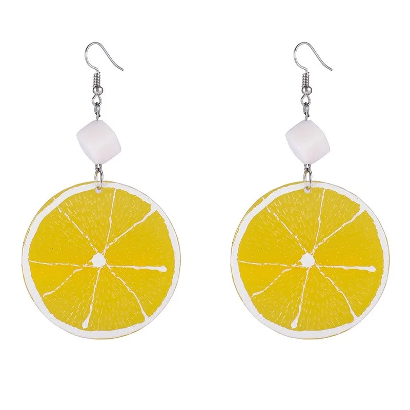 

Trend Stud Earrings Sweet Orange Lemon Acrylic Vows Earrings Ins Long Accessories Statement Jewelry Best Gift for Girls 2019
