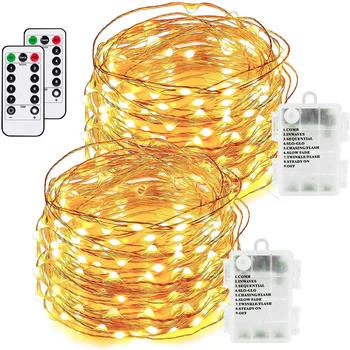 

Tofok Waterproof Remote Control 8 Modes Battery Box Copper Wire Led String Lights 5M/10M /20M/30M Christmas Wedding Home Decor