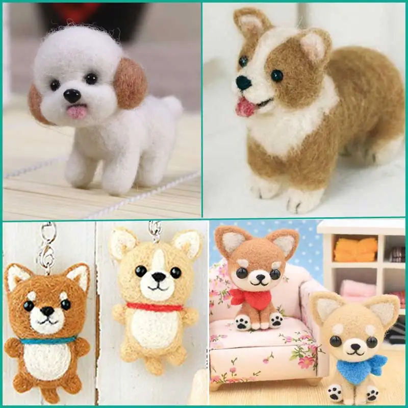

Handmade lifelike Dog Toy Doll Wool needle Felt For DIY Beginner Material Package For Home Mom
