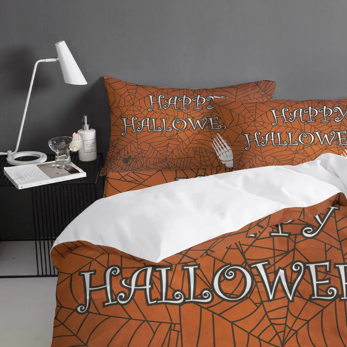 Happy Halloween Декор постельное белье Винтаж цветочный дизайн ногтей коллекция 3/4 шт. Постельное белье Простыня накидка для подушек набор