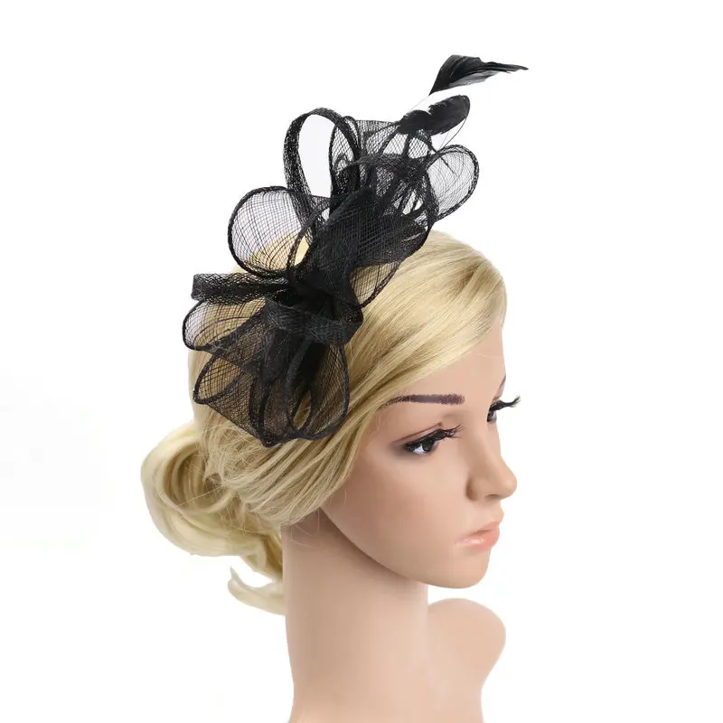 Ободок-Вуалетка вечерние шляпы Aliceband Cocktail Королевский Ascot гоночный женский день головной убор - Цвет: Black