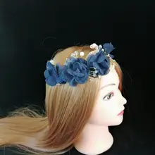 Темно-синий Корейский рукоделие из хрусталя волос свадебные диадемы, превосходный жемчуг свадебный гребень повязки на голову головной убор для невесты Аксессуары