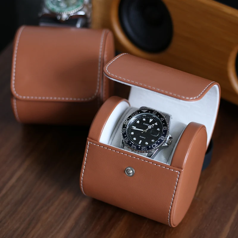 PU Leather Watch Box Single Portable Storage Bag High Grade Storage Box Single Watch Anti Falling Watch Bag Dust Anti Oxidation 