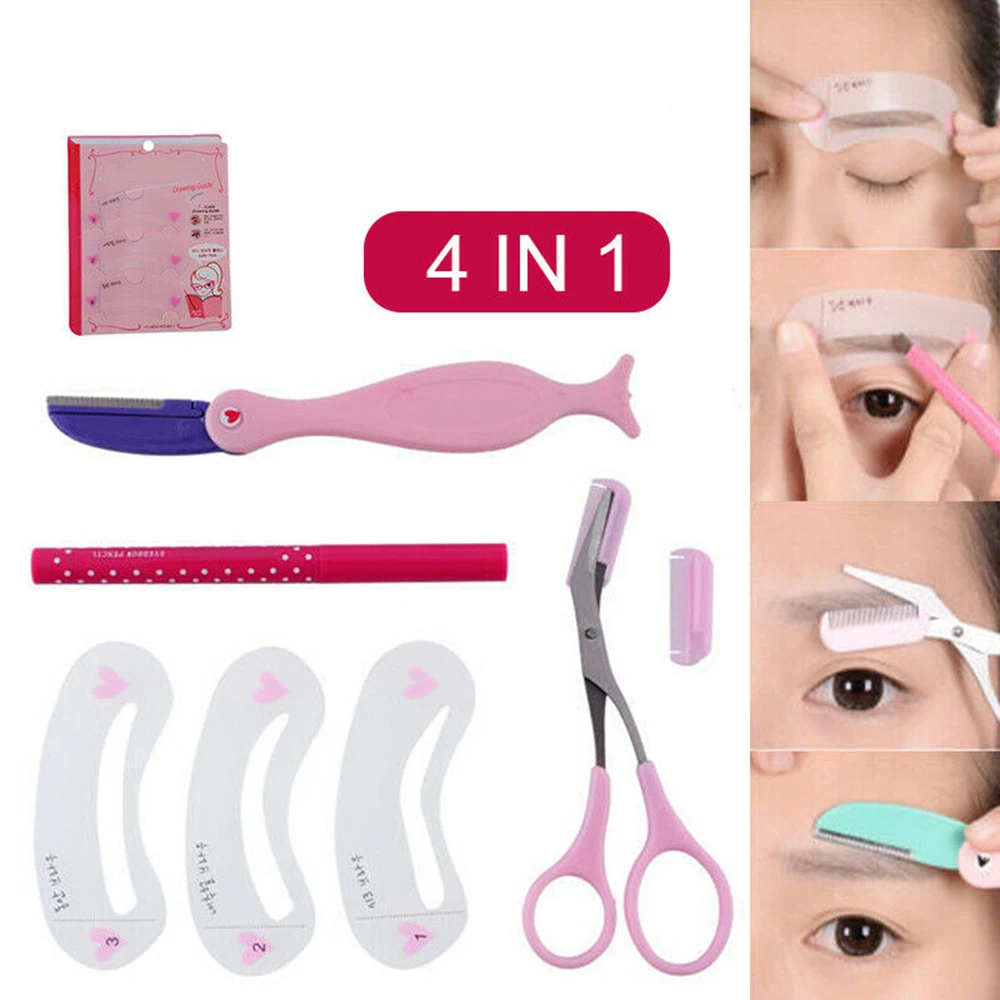 

1set Eyebrow Grooming Shaping Stencil Kit Brow Template Makeup Shaper DIY Tool Set #752