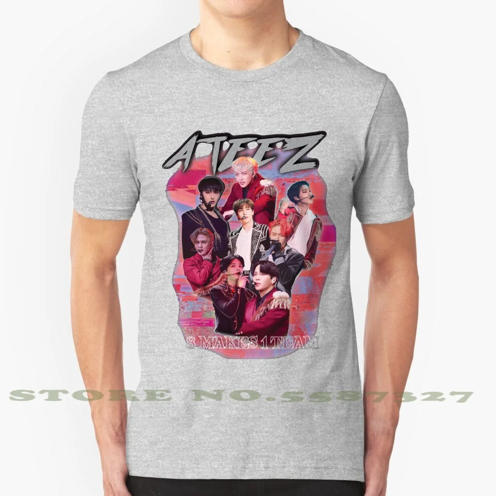 Ateez Kpop Merch Old Retro Knock Off Ispirato Merchandise Cool Design Trendy T-Shirt Tee K Pop Ateez Coreano Musica Pop Merch