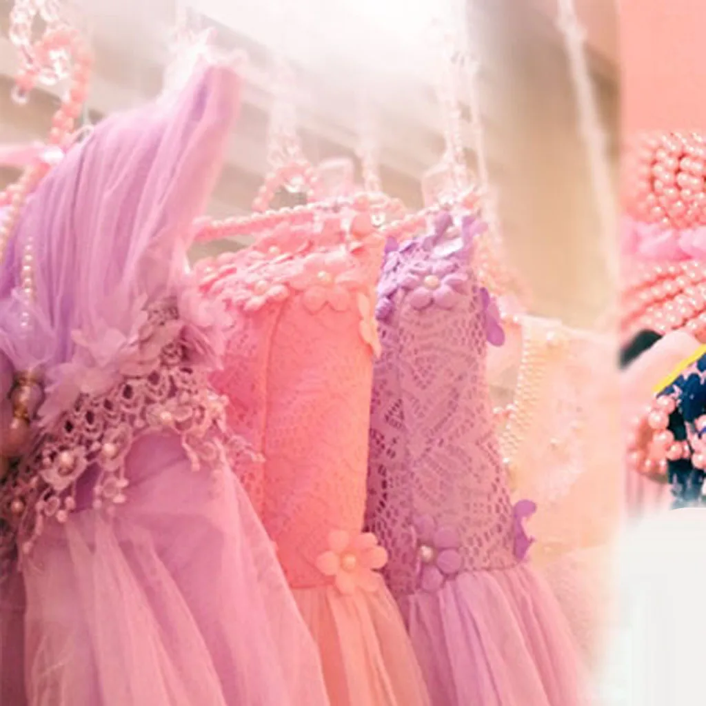 Plastic Pearl Clothes Coat Trouser Hanger Hook Clips Holder for Children Kids