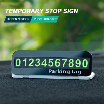 

Car Temporary Parking Card Car Styling Night Light Phone Number Card Plate Telephone Number Parking Stop with Car Phone Holder