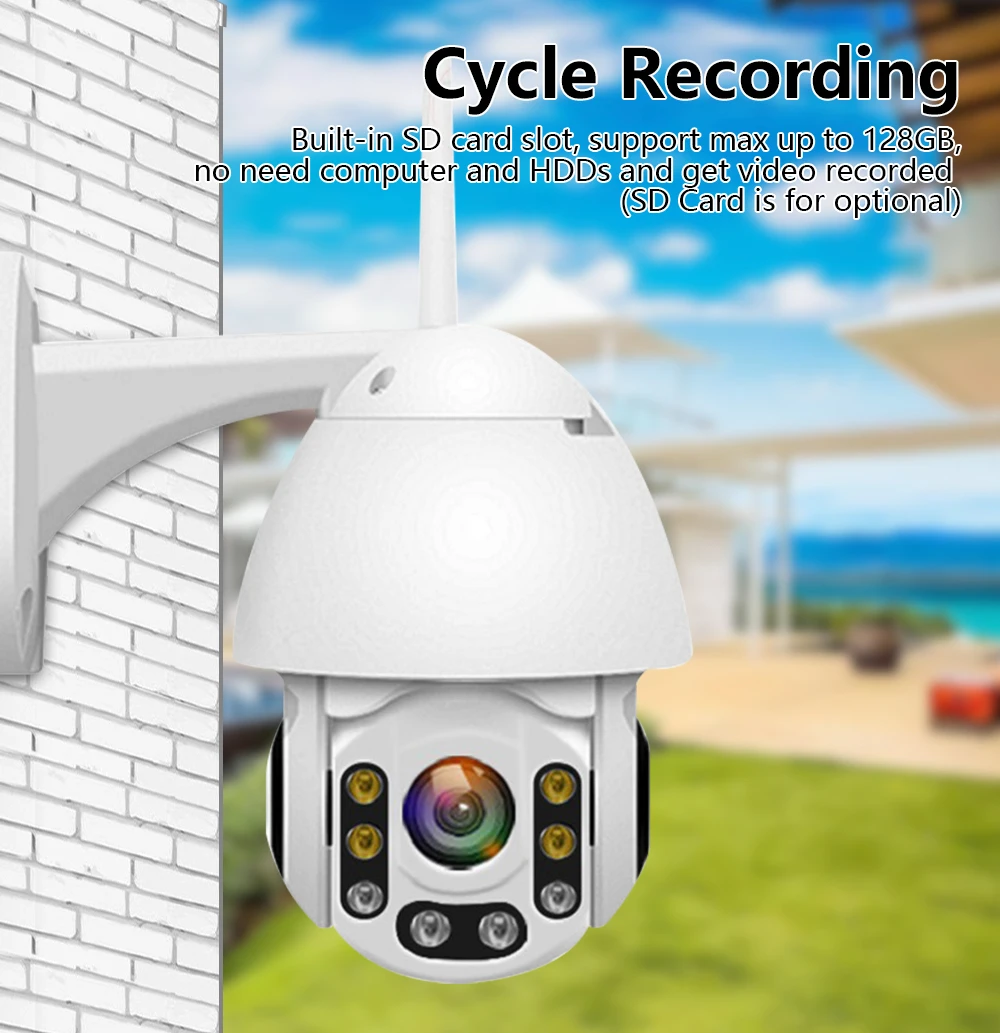 

1080P 2mp 4X Zoom Wifi PTZ IP Camera Outdoor 2 Way Audio Waterproof IP66 Full Color Night Vision Security CCTV Camera