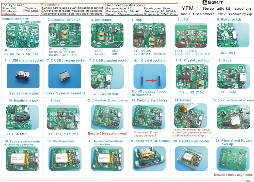 EQKIT FM стерео радио Комплект Электронный DIY Люкс FM 76-108 МГц радио комплект портативный радио