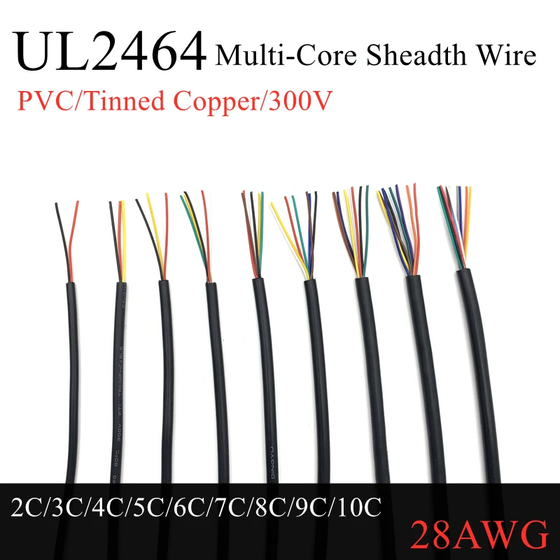 Кабель с покрытием 1 м провод 28awg канал аудио линии 2-3-4-6-7-8-9-10 ядер изолированный