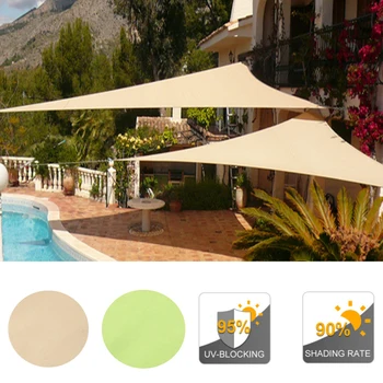 

1PC Triangle Sun Shade Sail Canopy Waterproof UV Block for Patio and Outdoor 3.6m (Sand Yellow/Green)