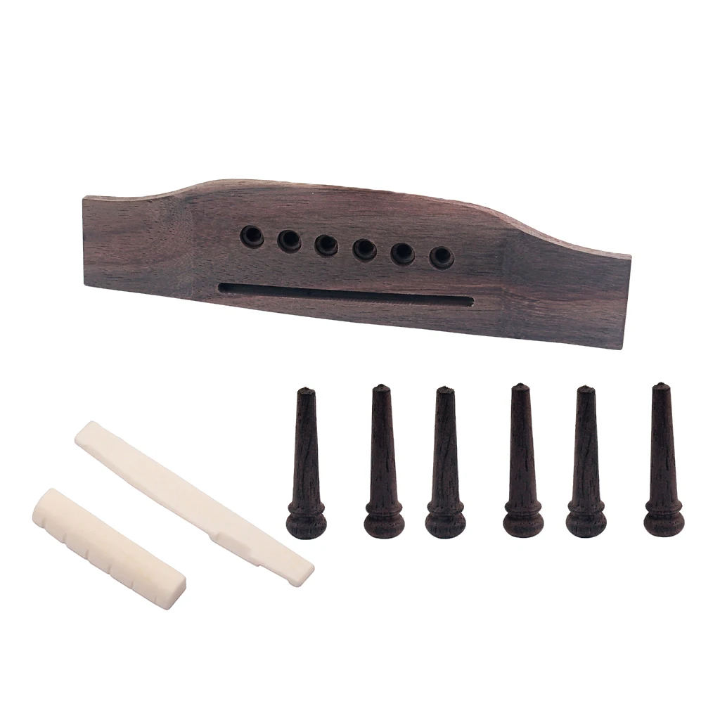 Acoustic Guitar String End Nut Bridge Saddle Abalone Pins Replacements Set Brass Pins /& Bone Saddle Nut