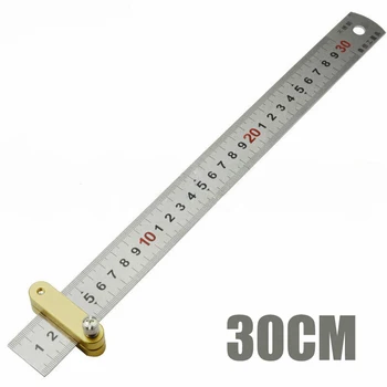 

1 set 30cm Professional Stainless Steel Ruler Lineation Locator Straight Scriber Ruler Construction Woodworking Hand Tool