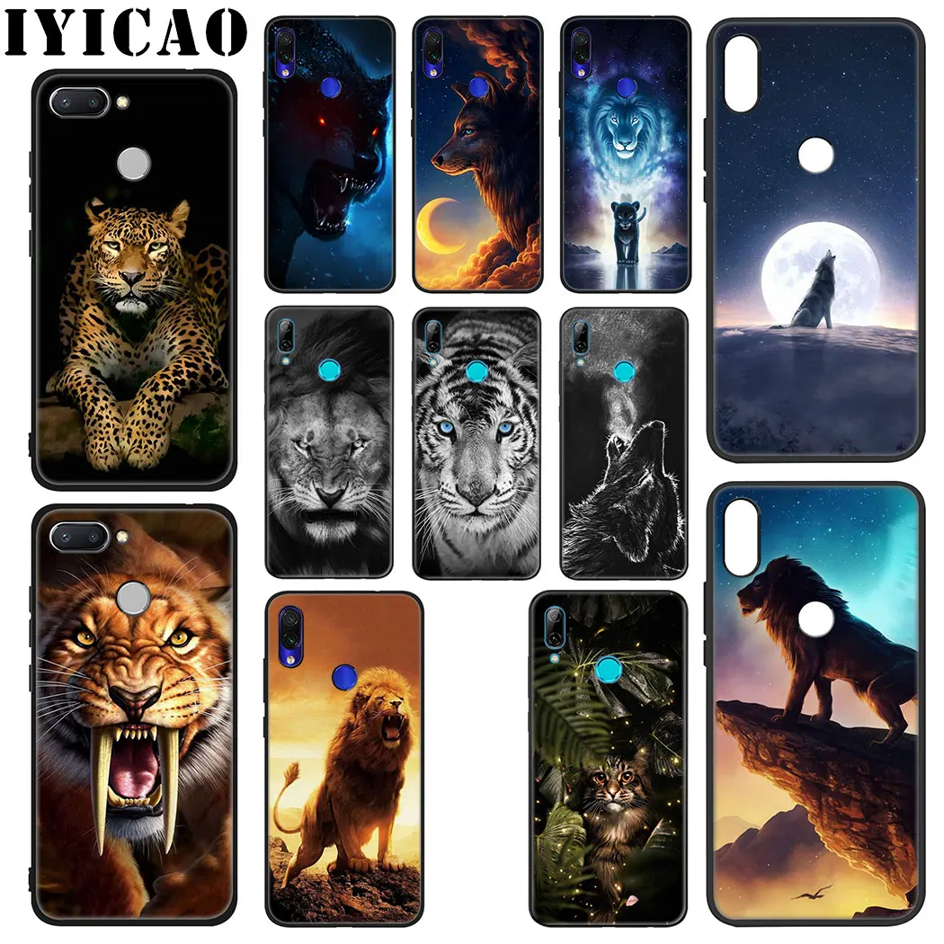 IYICAO Animal Wolf Tiger Lion King Soft Case for Xiaomi Redmi Note 5 6 7 8 Pro 5A Prime 4 4X Phone |