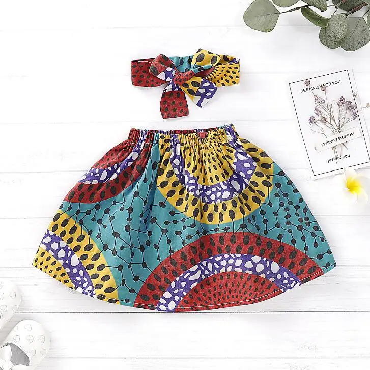 Girls Child Vintage Dot Geometric Print Holdiay Skirts Sweet Kids Infant Ruffles Boho Fashion Ins New Clothes