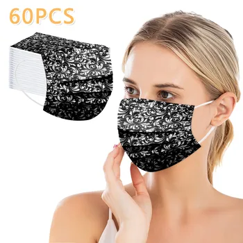 

50pcs Adult's Spunlace Non-reusable Breathable Printed Mask Party Mask Merry Christma Simple Classic Breathable Mouth Mask