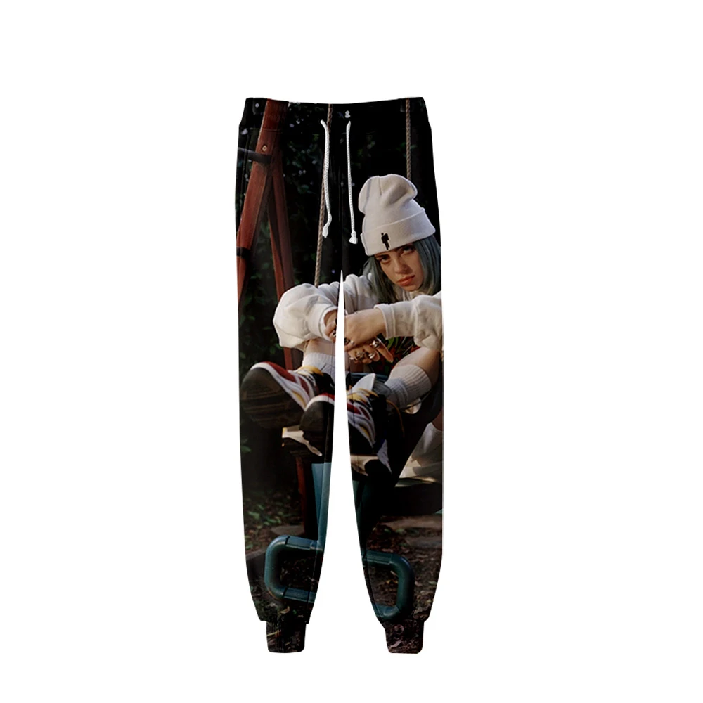 Последние черные с принтом Billie Eilish 3D Популярные брюки для мужчин и женщин, хит сезона осень-зима, 3D Повседневные спортивные штаны для мальчиков и девочек