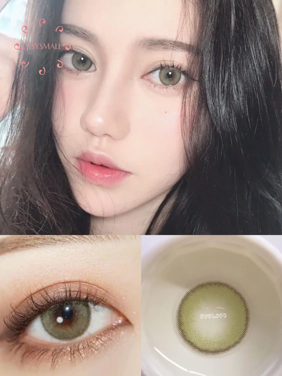 Easysmall nube serie verde hermoso gran alumno lentes de contacto cosméticos ojos de grado de miopía 2 unids/par receta