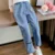 2021 Весна Повседневная Девушки Джинсовые Джинсы Синий Slim Fit Джинсовый Материал Для Девочек Брюки Брюки Детская Одежда Рваные Джинсы Для Детей