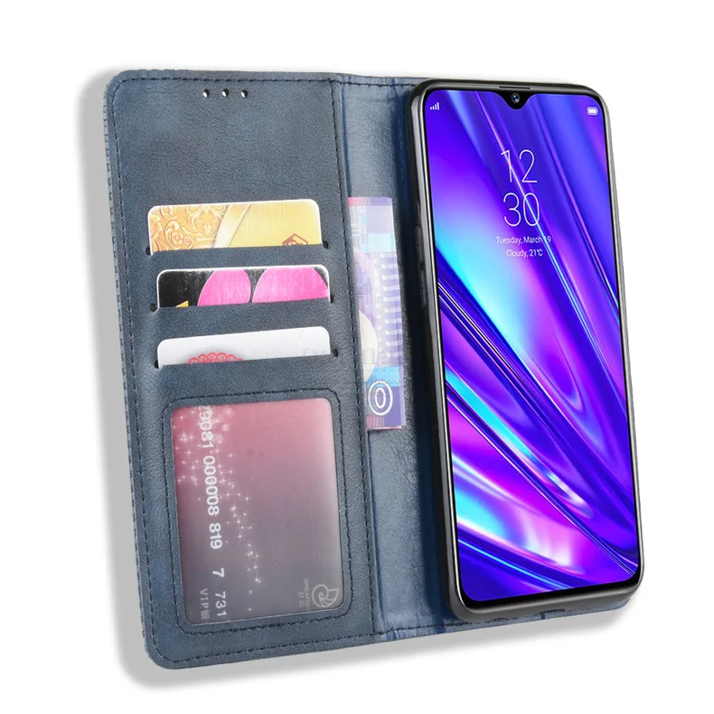 Для OPPO Realme 5 Pro Чехол-книжка кошелек винтажный тонкий магнитная кожа флип-чехол Подставка для карт мягкий чехол роскошные сумки для мобильных телефонов