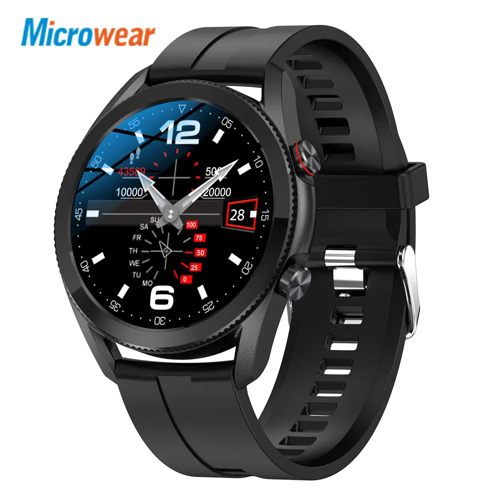 Смарт-часы Microwear L19 мужские с поддержкой Bluetooth ЭКГ PPG IP68 водонепроницаемые