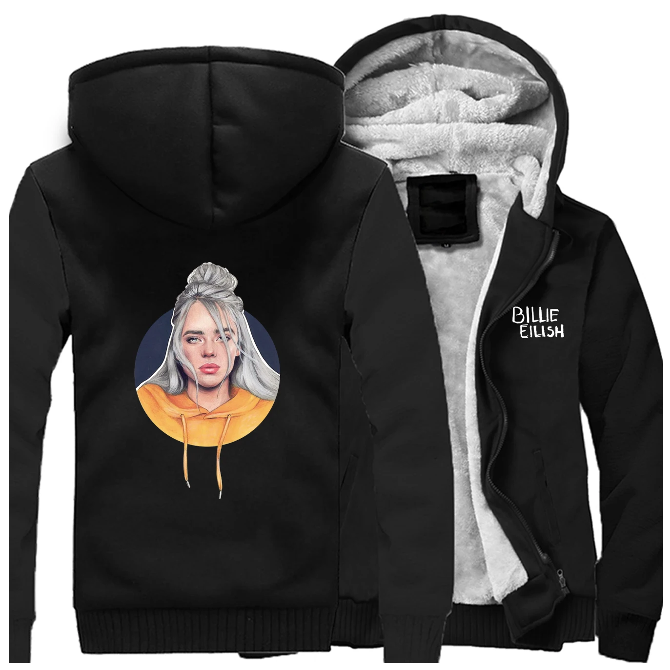 Billie Eilish Bad Guy мужская толстовка с капюшоном в стиле «хип-хоп» осень зима бодиутеплитель толстовки толстые теплые флисовые мужские модные спортивные костюмы - Цвет: Black