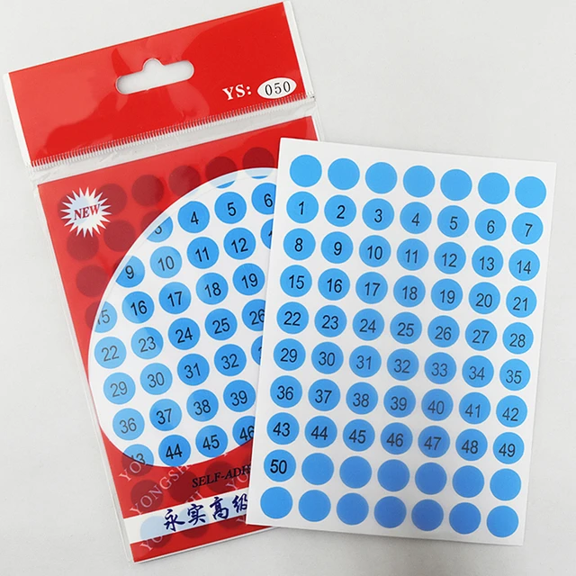 4Sheets Waterproof 1-200 Serial Consecutive Numbered Labels Self-adhesive  PVC Round Number Sticker