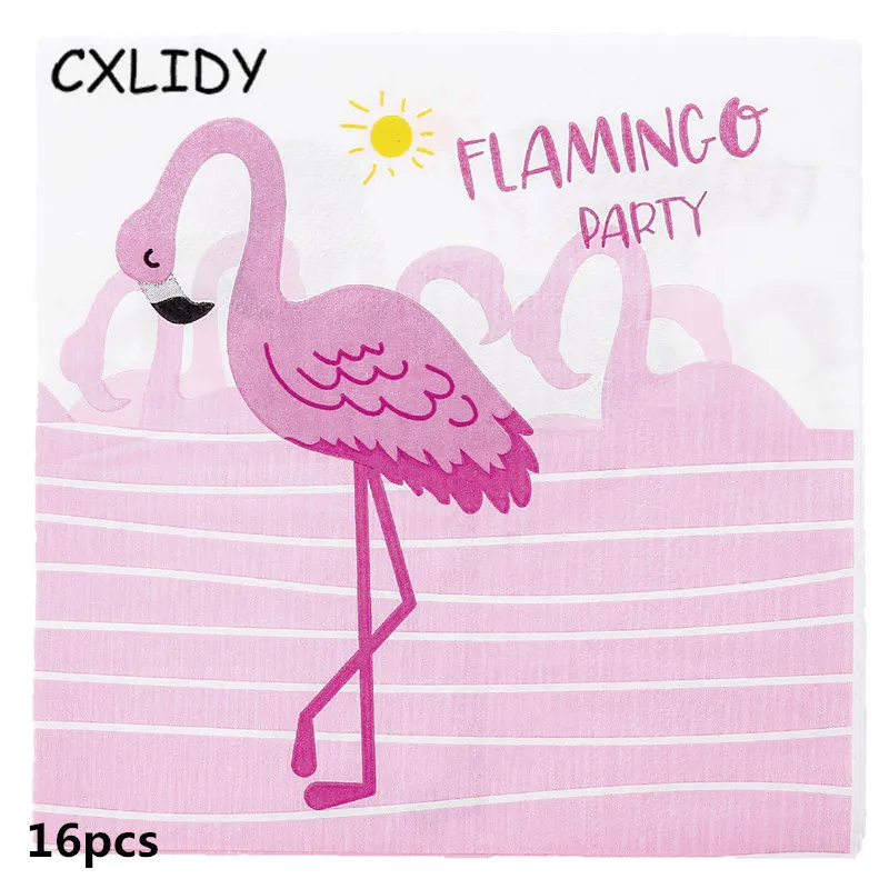 Flamingo Festival Party Set Children's Birthday Decoration Cutlery Set Paper Tray Straw Cup Candy Box Invitation Card qq173 (15)