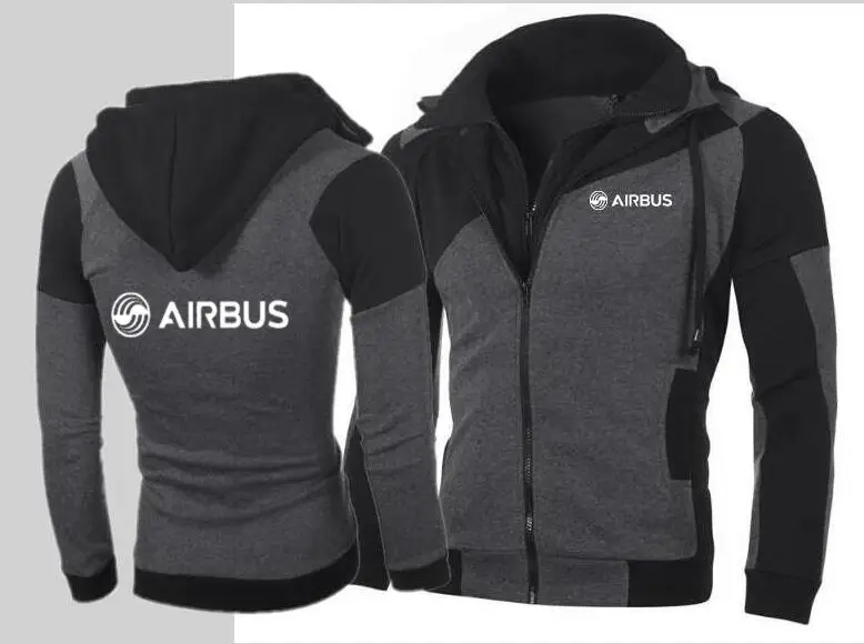 Модная мужская новая Толстовка Airbus с капюшоном на двойной молнии, тонкая куртка