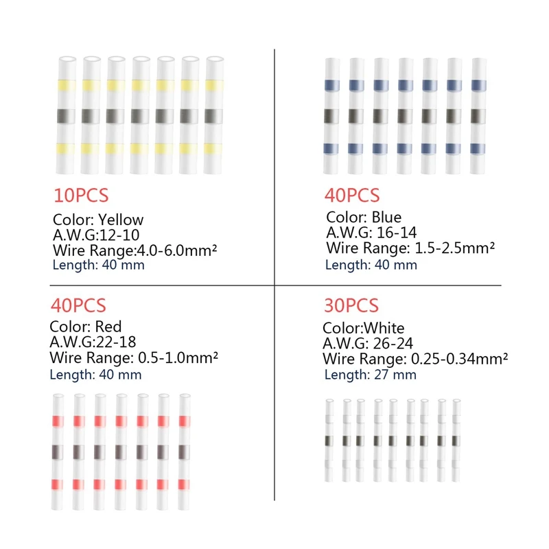 

Solder Seal Wire Connectors,Heat Shrink Butt Connectors Electrical Butt Connectors Solder Waterproof Insulated Marine Automotive