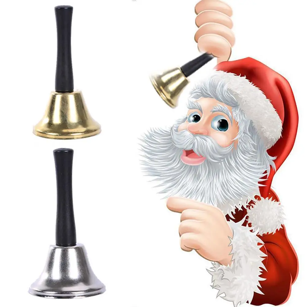 

Durable Christmas School Pet Call Ringtone Jingle Hand-cranked Bell With Wooden Handle Toy