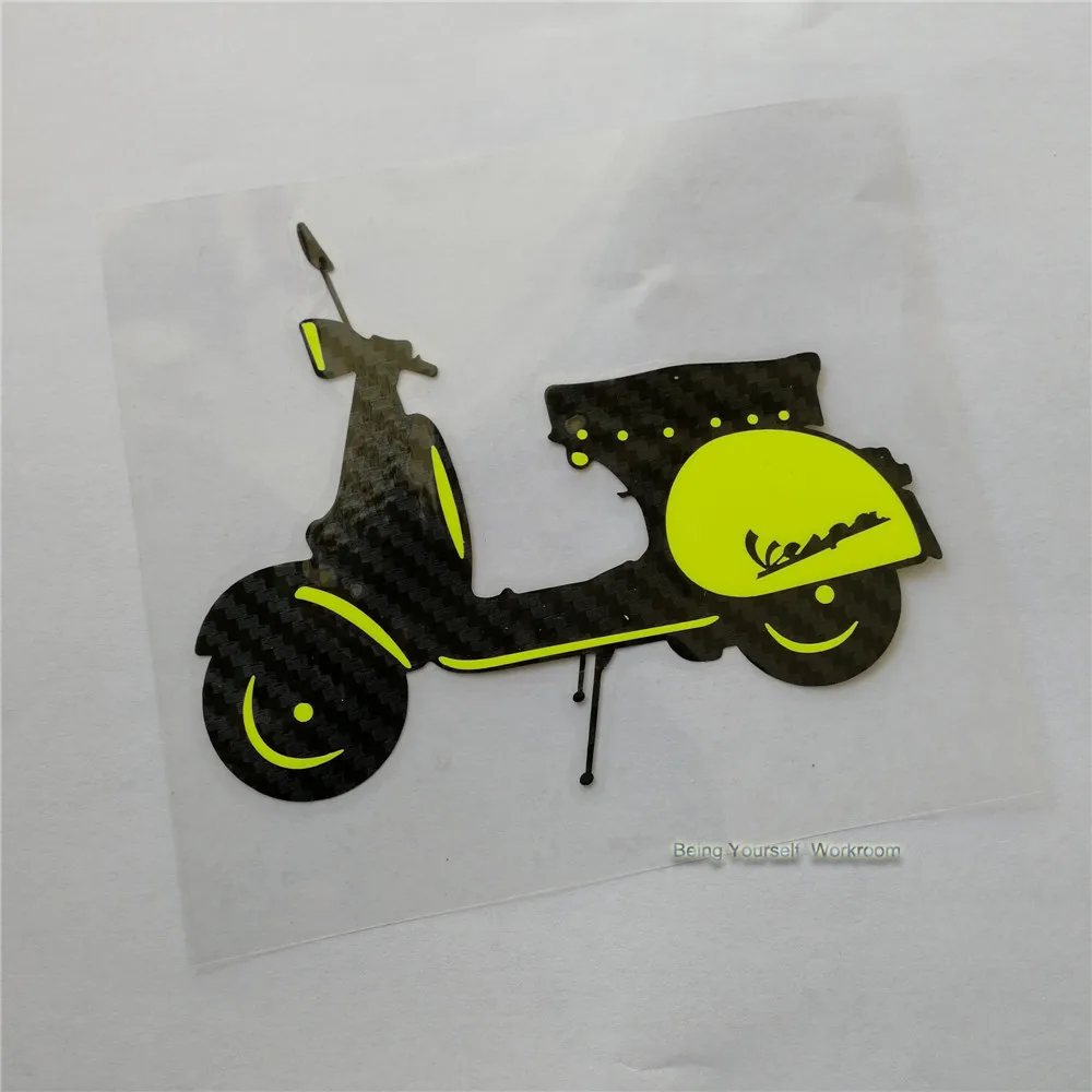 Serat Karbon Motor Stiker Untuk Vespa Skuter Sepeda Motor Stiker
