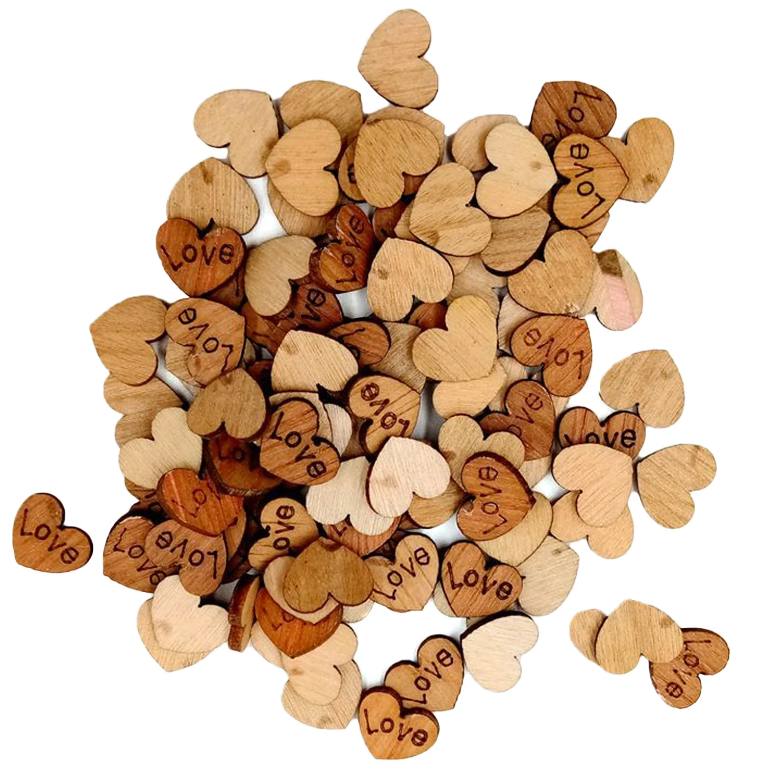 300pcs DIY Mini Rustic Wooden Love Hearts Shaped Wood Slices Confetti Button Handmade Craft Wedding Party Decoration Toy