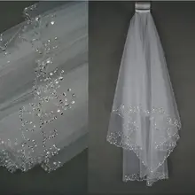 BacklakeGirls 2 слоя 60-80 см блестящая короткая свадебная фата невесты изысканная ручная свадебная вуаль свадебные аксессуары Velo De Novia