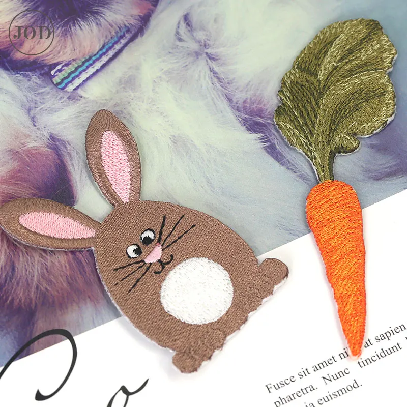 

Cute Anime Rabbit Patches for Clothing Iron on Radish Patch on Clothes Sticker Embroidery Applique Sewing Accessories Badge