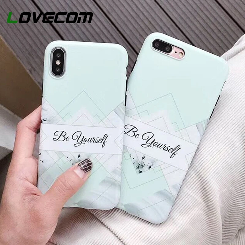 

LOVECOM Phone Case For iPhone XR XS Max 6 6S 7 8 Plus X Geometric Streak Letters Soft IMD Full Body Back Cover Coque Best Gift