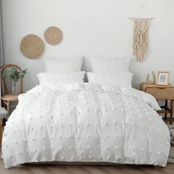 Solid Color Cut Flowers Balls Duvet Cover Double King Nordic Bedcovers Simple White Grey Bedding Set Pillowcase (No Bed Sheet)