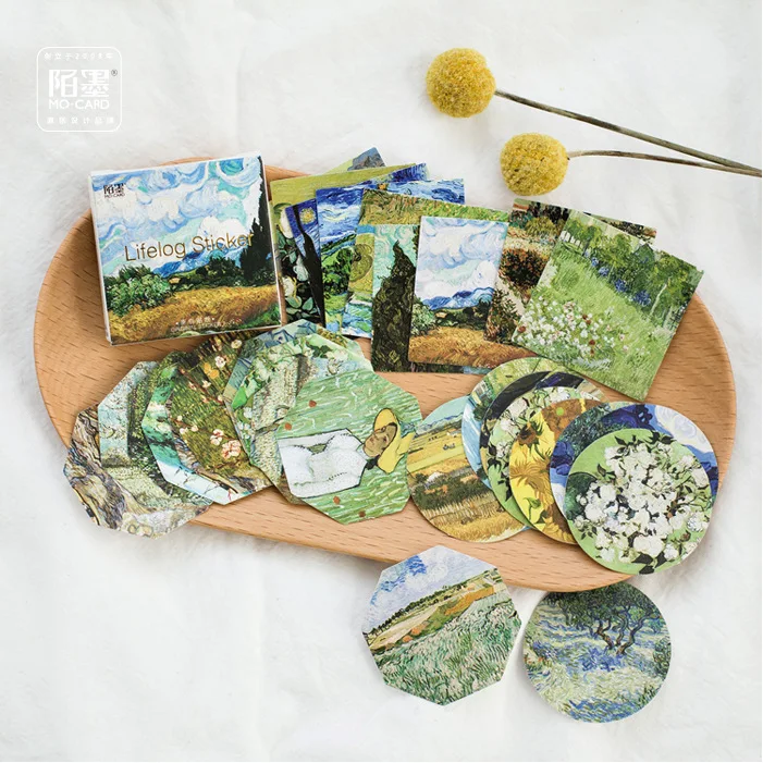 Mo Adhesive Paper Meeting Van Gogh Reproduce Classic Hand Account Album Decorative Stickers | Sealing Paste DIY Stickers