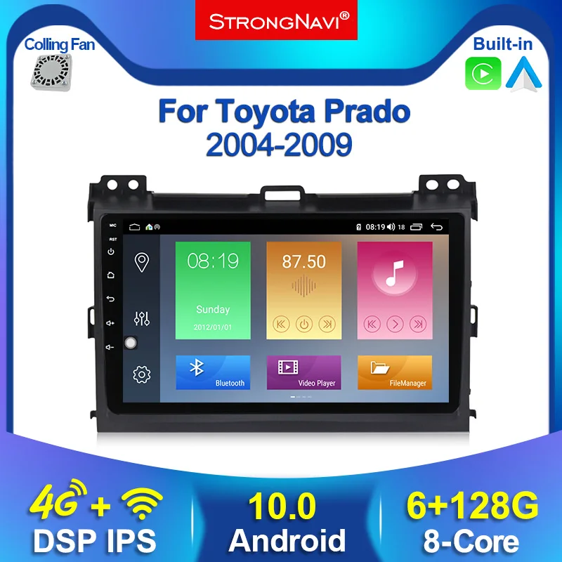 6+128G Android 10.0 DSP IPS Car Radio Multimedia Video Player For Toyota Prado 120 2004-2009 GPS Navigation 4G Lte WIFI BT | Автомобили и
