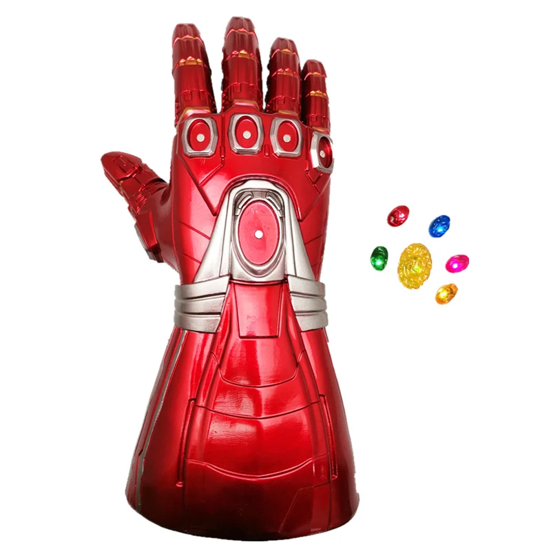 Фигурка «Железный человек» из ПВХ перчатки Мстители танос Бесконечность гаунтлет Yacn светодиодный съемный косплей перчатки рука камень лазер Tony сильный свет