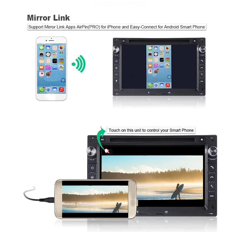 Perfect Car MP5 Player 2 Din 7 Inch Android 9.0 IPS Panel Car Quad Core DVD Player Gps Satellite Navigation 2G+16G for Passat B5 Golf Mk 7