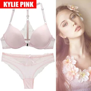 

Lace Bra and Panties Underwear Sets for Small Chest Girls Sexy Push Up Bust String Suits Front Closure 3/4 Cup Lingerie Set