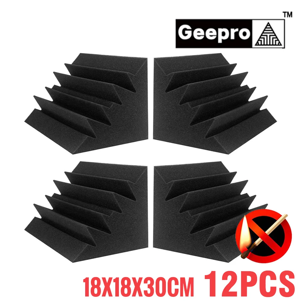 Акустическая пена Geepro 18x18x30 см, звукоизоляция, высокая плотность, огнестойкая ловушка для басов, Звукопоглощающая студийная угловая пена Акустическая пена Geepro 18x18x30 см, звукоизоляция, высокая плотность, огнестойкая ловушка для басов, Звукопоглощающая студийная угловая пена