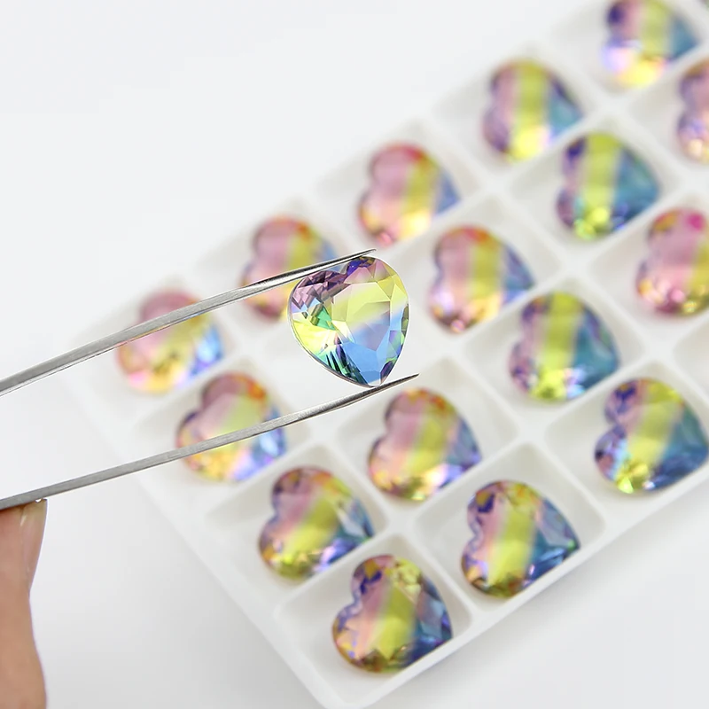 15 мм Сердце Необычные Камень pointback Турмалин Стразы яркие стеклянные бусины для DIY аксессуары дизайн ногтей - Цвет: Tourmaline 10