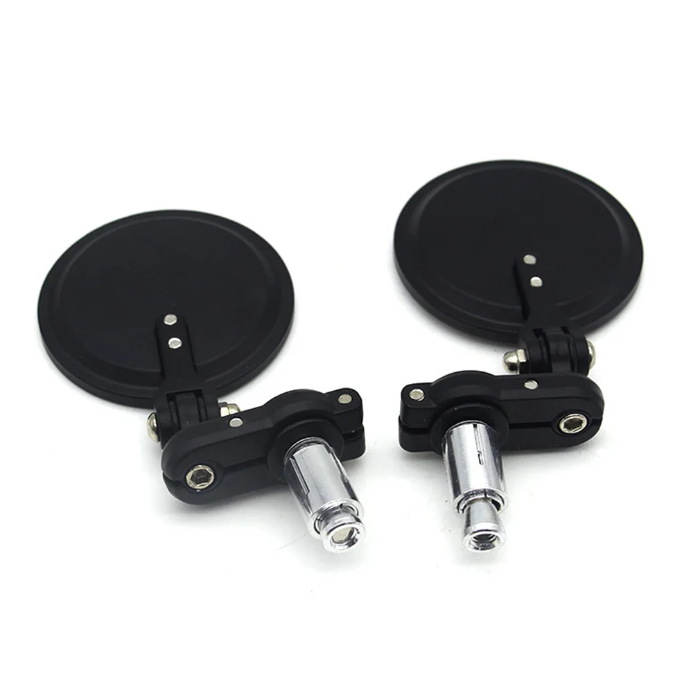 2Pcs Universal Motorcycle Mirror Aluminum Black 22mm Handle Bar End Rearview Side Mirrors Motor Accessories