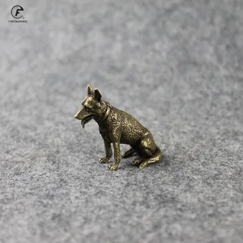 

Vintage Copper Lucky Dog Miniatures Figurines Desktop Small Ornaments Chinese Classical Brass Animal Tea Pets Home Decorations