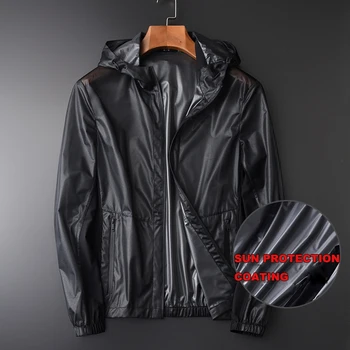 

New Summer Men Jackets Luxury Uv Coating Fabric Hooded Waterproof Prevent Bask In Mens Jackets And Coats Plus Size 3XL 4XL