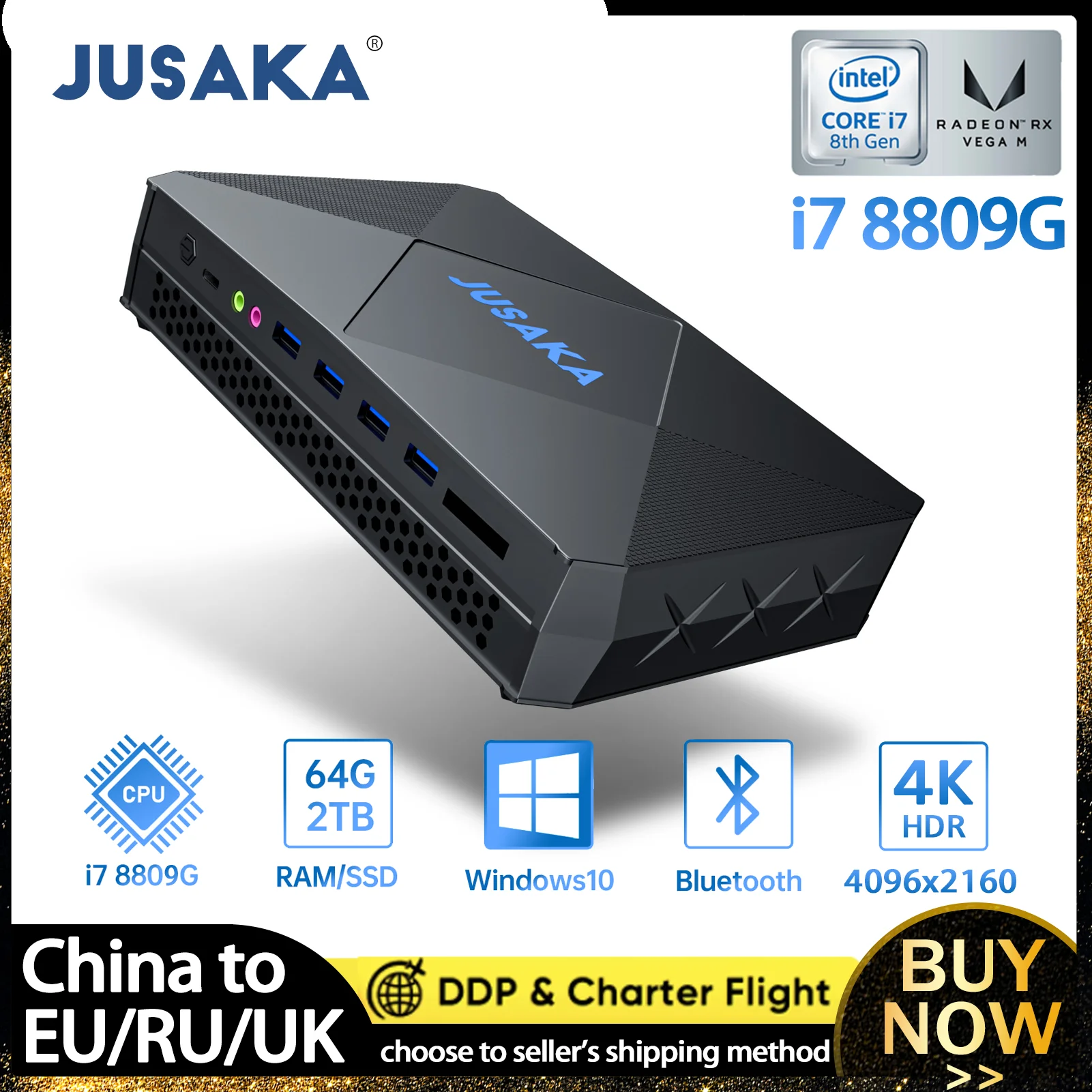 Mini PC i7 8809G Vega M Graphics SSD Windows 10 PRO Mini Gaming PC Mini Desktop Computer Dual WIFI HDMI DP 4X4K DDR4 Dual Ram